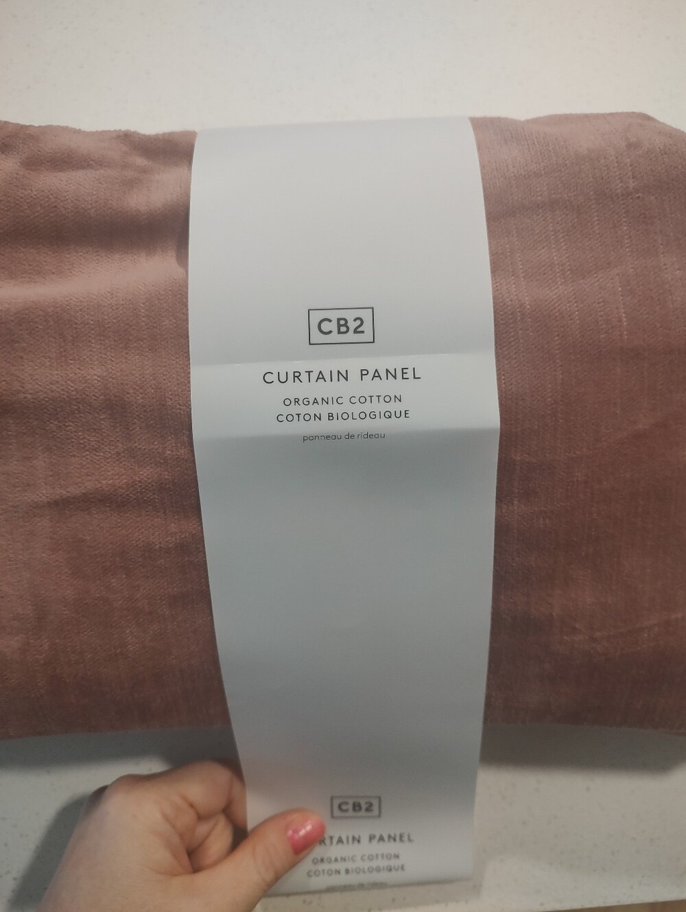 CB2 Organic Cotton Textured Velvet Curtain Panel - Dusty Orchid 48" X 108"